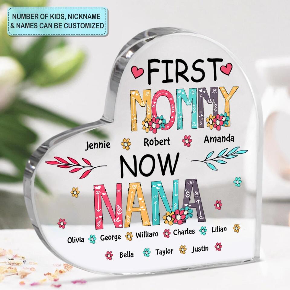 Heart-shaped Acryllic Plaque - Family - First Mom Now Grandma