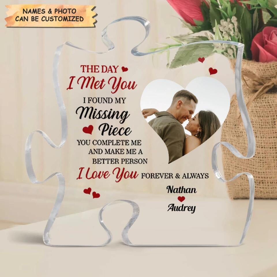Personalized Puzzle Acrylic Plaque - Gift For Couple - The Day I Met You