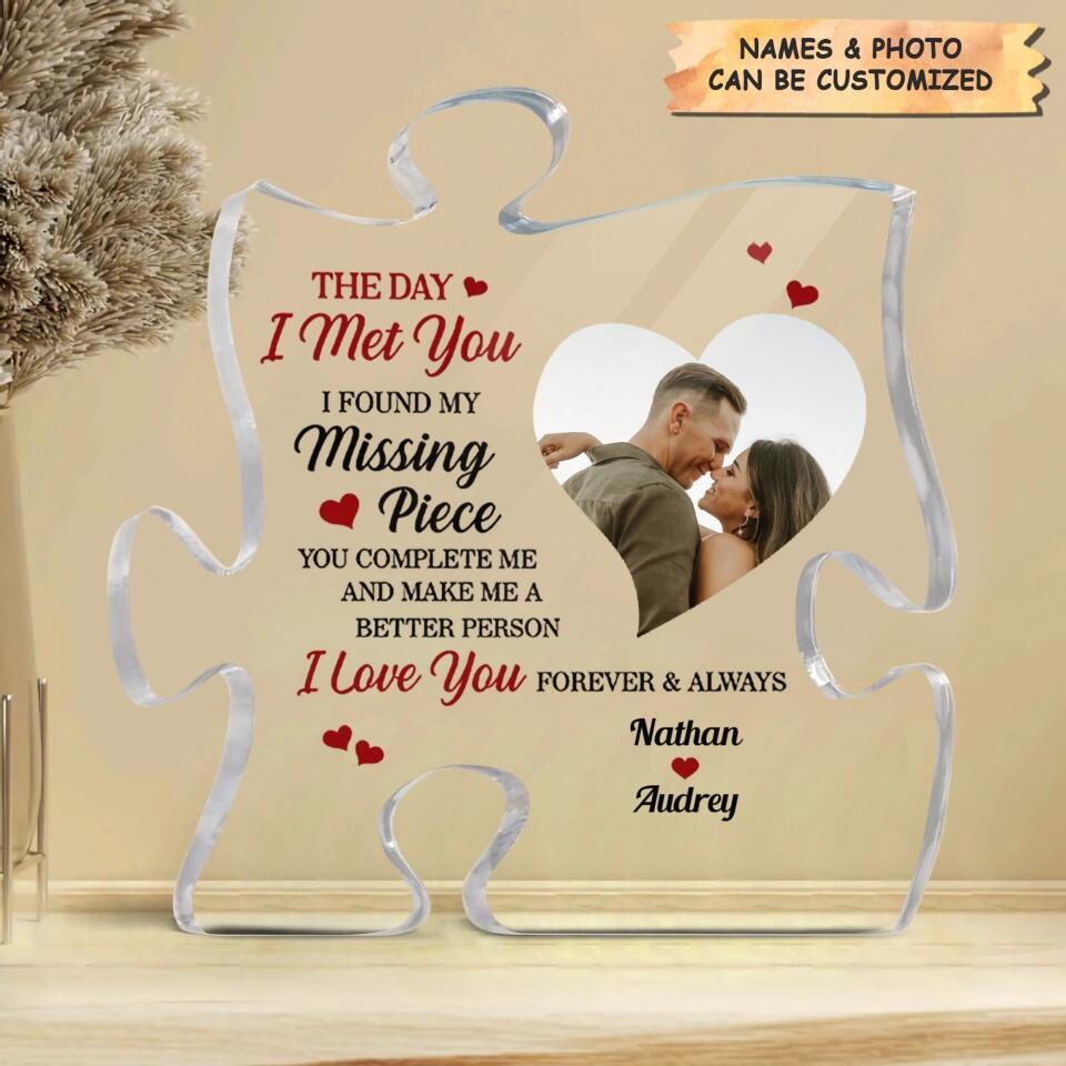 Personalized Puzzle Acrylic Plaque - Gift For Couple - The Day I Met You