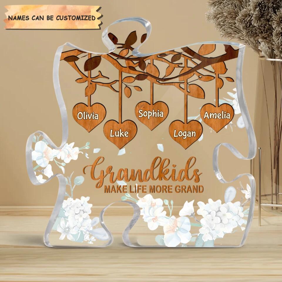 Personalized Puzzle Acrylic Plaque - Gift For Grandma - Grandkids Make Life More Grand