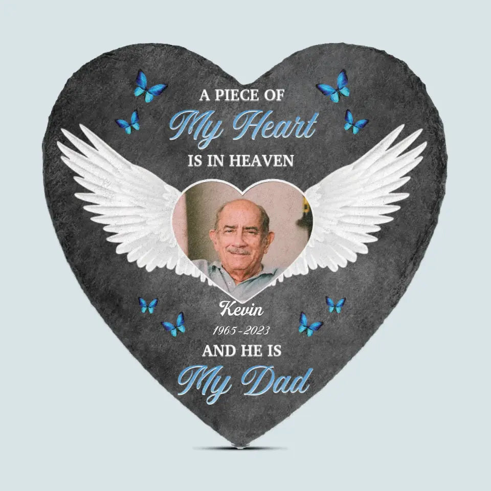 Personalized Heart Garden Stone - A Piece Of My Heart - Memorial Gift, Gift For Mom And Dad WRND010