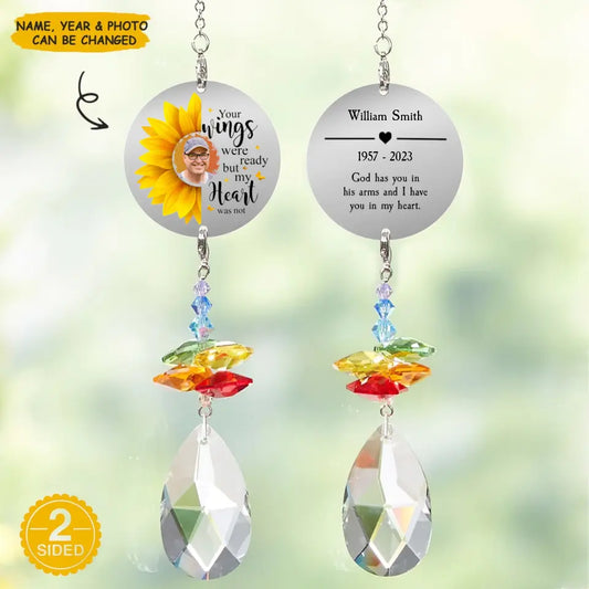 Personalized Suncatcher - Your Wings Were Ready - Memorial Gift, Gift For Family WRND010