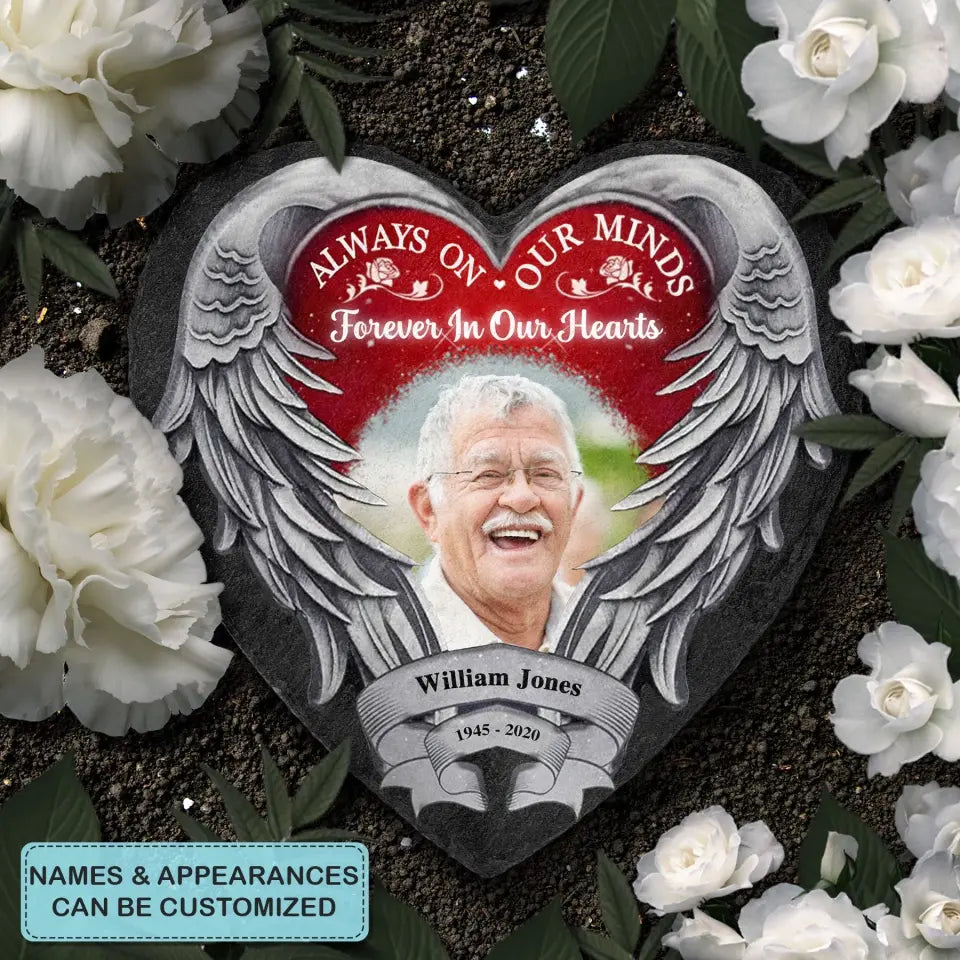 Pesonalized Heart Garden Stone - Always On Our Minds - WRND011