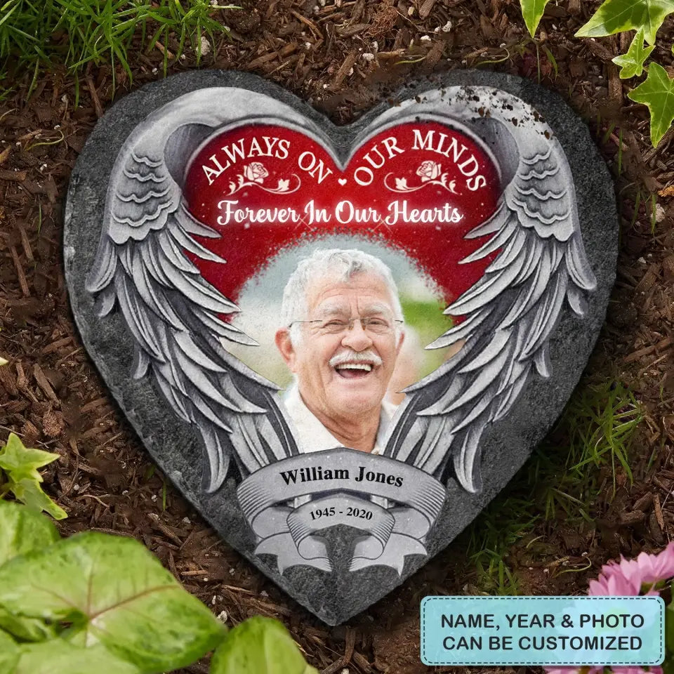 Pesonalized Heart Garden Stone - Always On Our Minds - WRND011