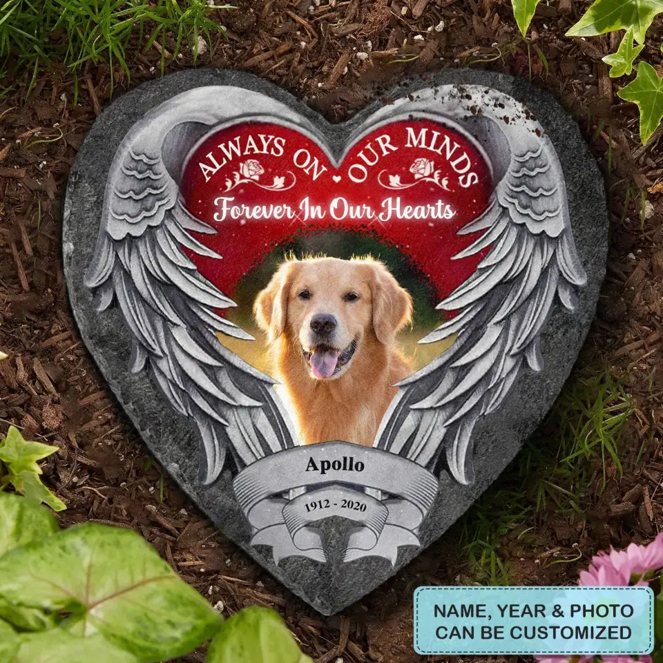 Pesonalized Heart Garden Stone - Always On Our Minds - WRND011