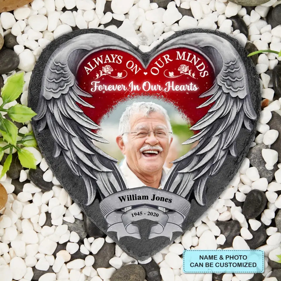 Pesonalized Heart Garden Stone - Always On Our Minds - WRND011