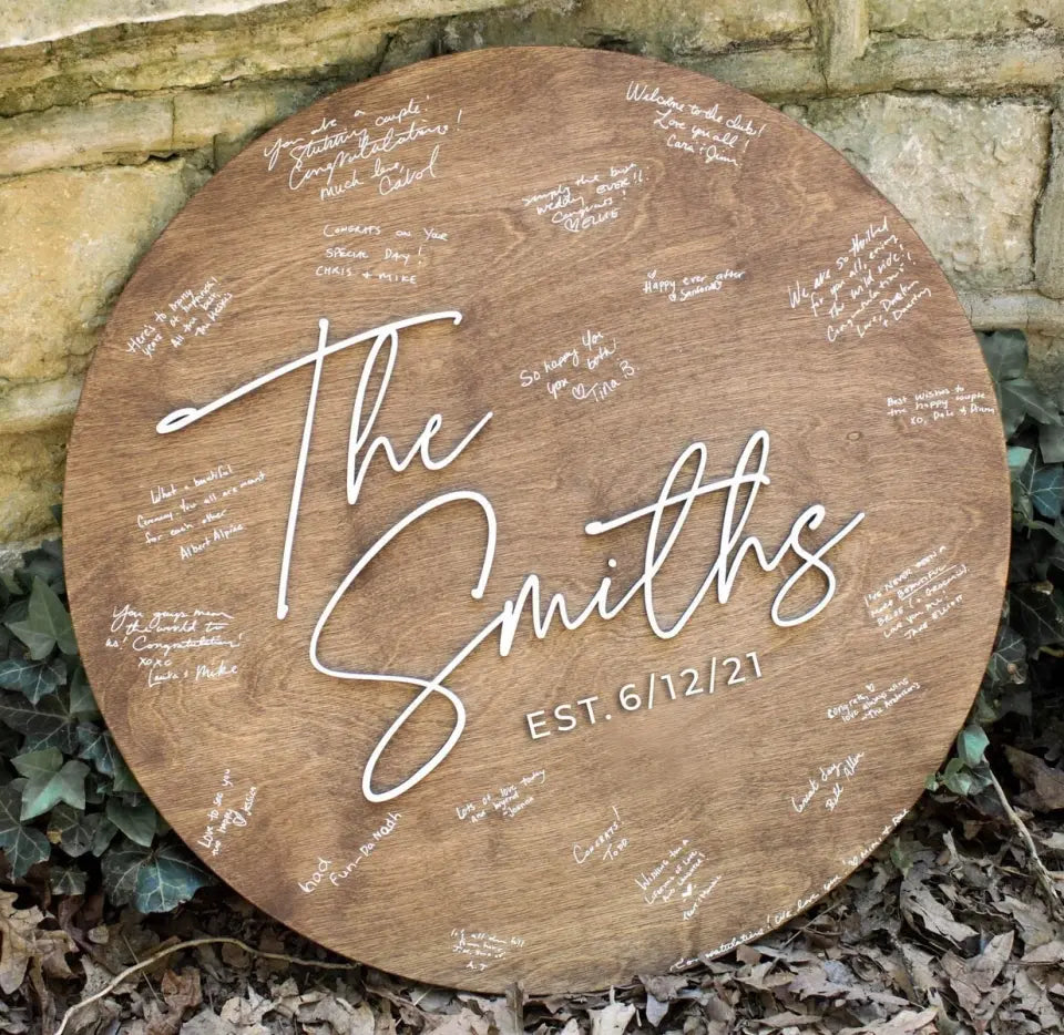 Personalized Wedding Guest Book Alternative - Wedding Guestbook - Last Name Wood sign - Family Name Wood Sign - Wedding Date Wood Sign
