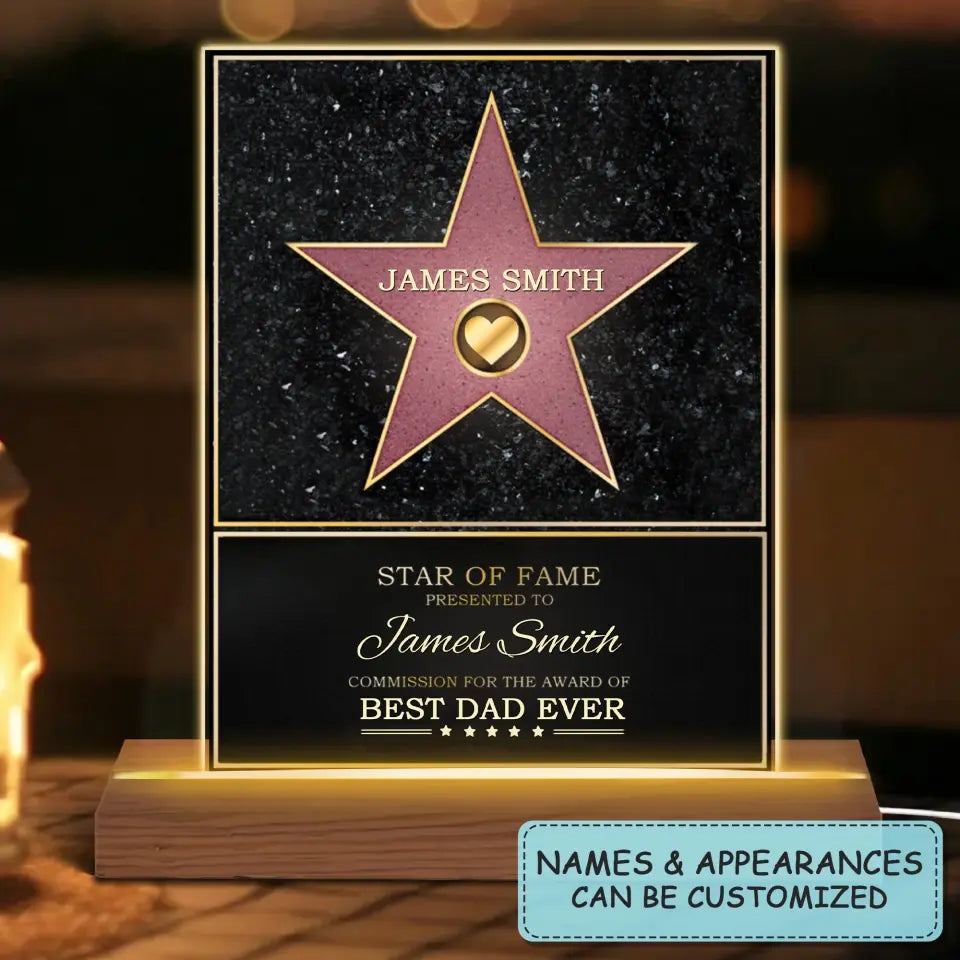 Personalized 3D LED Light Night - Best Of Fame - Gift For Dad, Gift For Grandpa, Father's Day Gifts