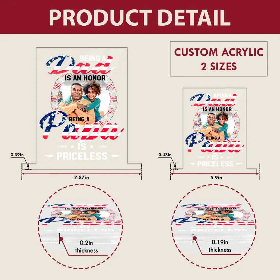 Personalize 3D LED Light Night - Being A Dad Is An Honor Being Papa - Gift For Father's Day - Gift For Dad - Gift For Family