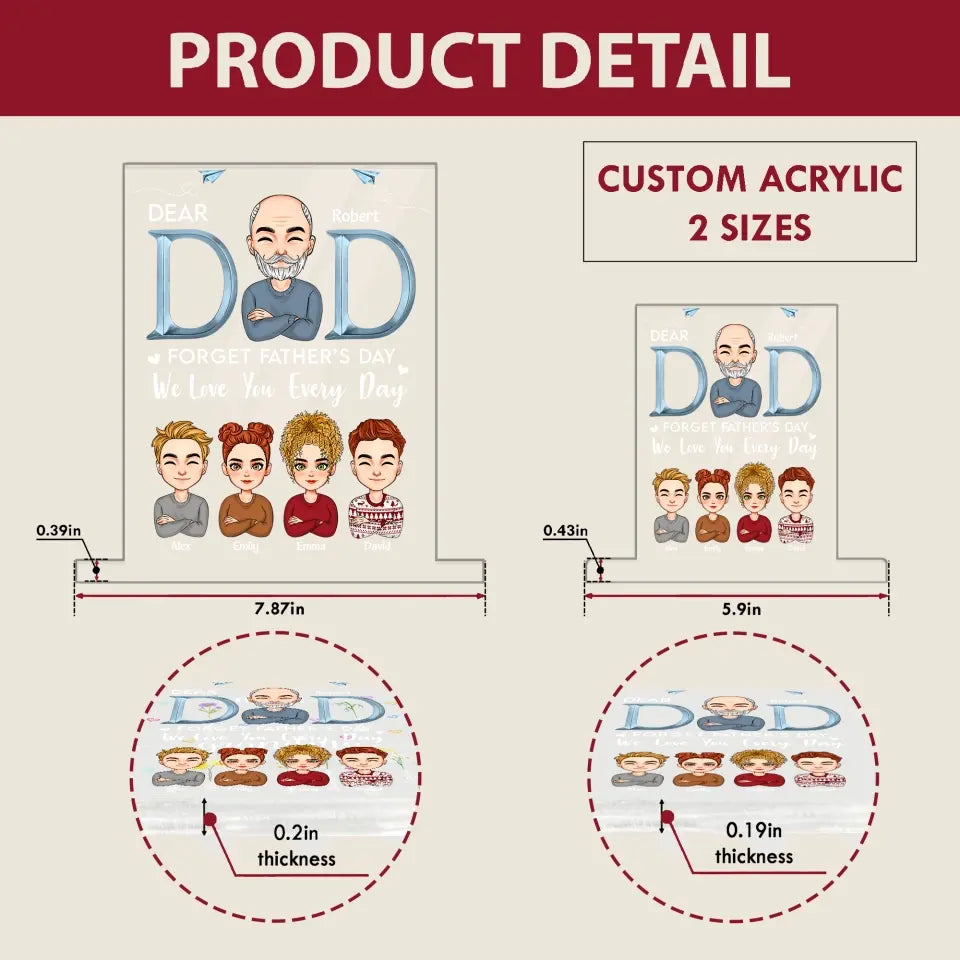 Personalize 3D LED Night Light Wooden Base - Forget Father's Day We Love You Every Day - Gift For Dad, Gift For Grandpa, Father's Day Gift - WRND010