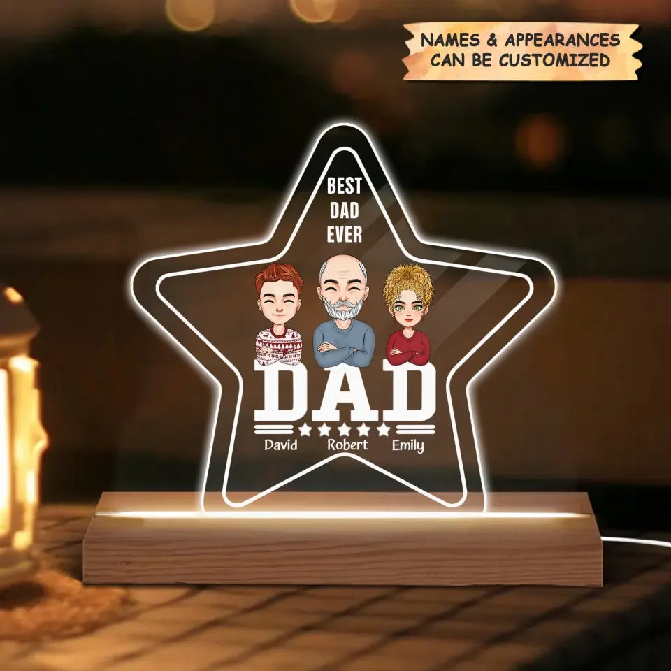 Personalize 3D LED Light Night - Best Dad Ever - Gift For Dad, Gift For Grandpa, Father's Day Gift - WRND010
