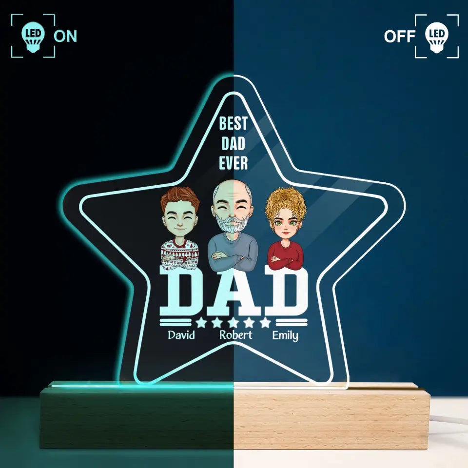 Personalize 3D LED Light Night - Best Dad Ever - Gift For Dad, Gift For Grandpa, Father's Day Gift - WRND010
