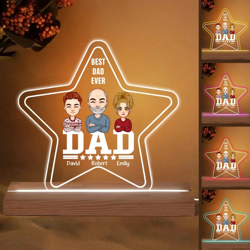 Personalize 3D LED Light Night - Best Dad Ever - Gift For Dad, Gift For Grandpa, Father's Day Gift - WRND010