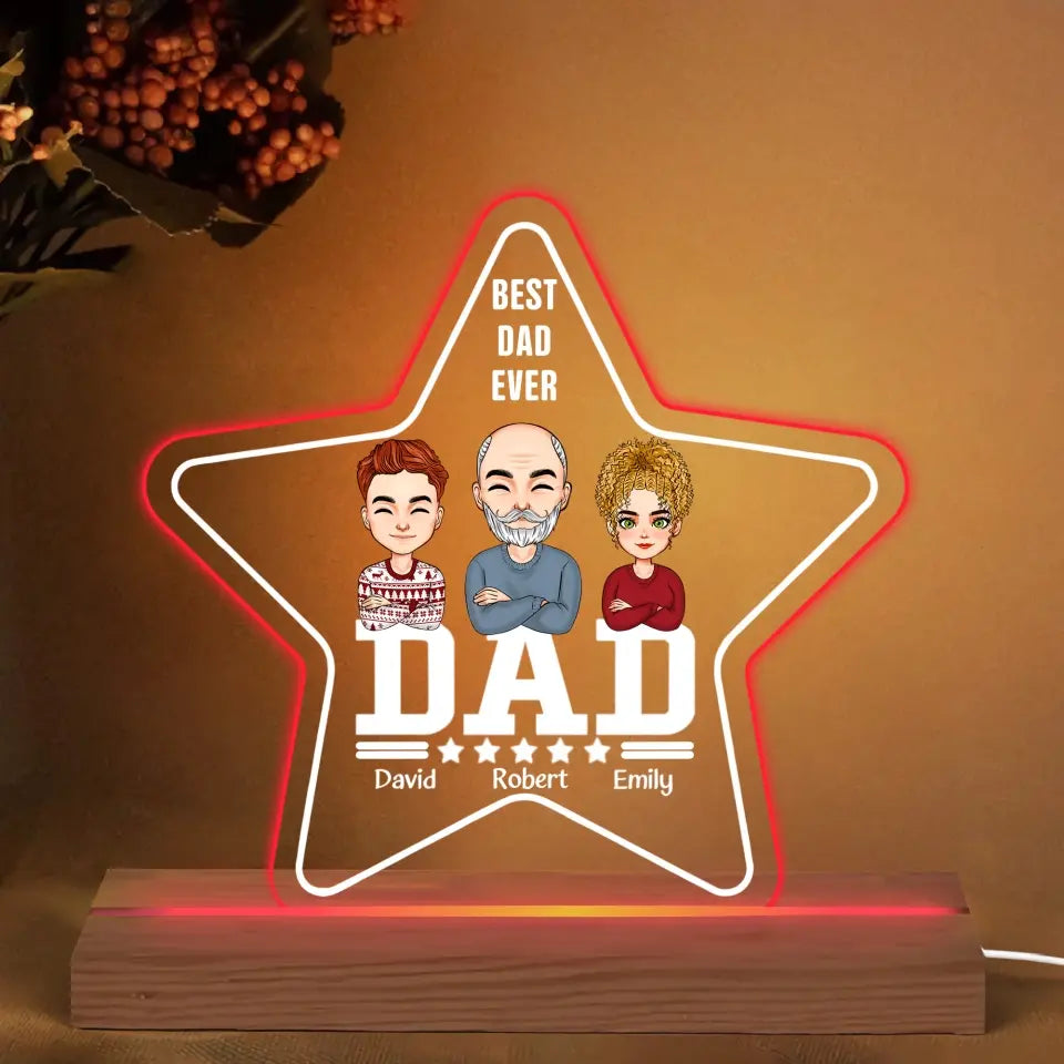 Personalize 3D LED Light Night - Best Dad Ever - Gift For Dad, Gift For Grandpa, Father's Day Gift - WRND010
