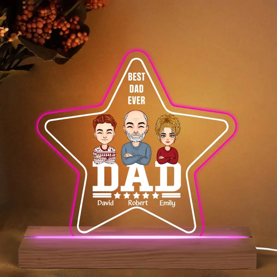 Personalize 3D LED Light Night - Best Dad Ever - Gift For Dad, Gift For Grandpa, Father's Day Gift - WRND010