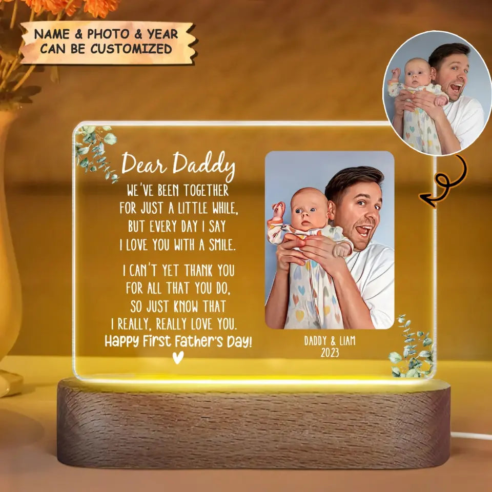Personalized Acrylic Rectangle Plaque - Happy First Father's Day - Gift For Dad, Father's Day Gift - WRND010