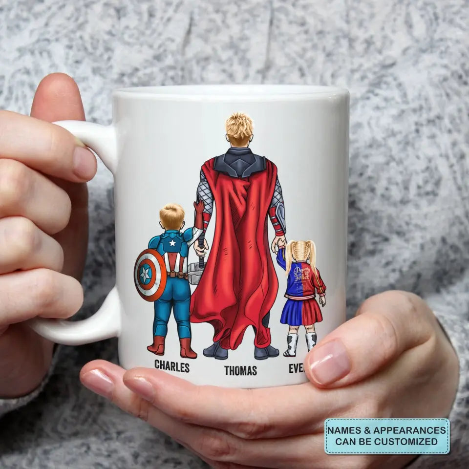 Personalized Custom White Mug - Father's Day, Birthday Gift For Dad, Grandpa - My Dad Is My Hero