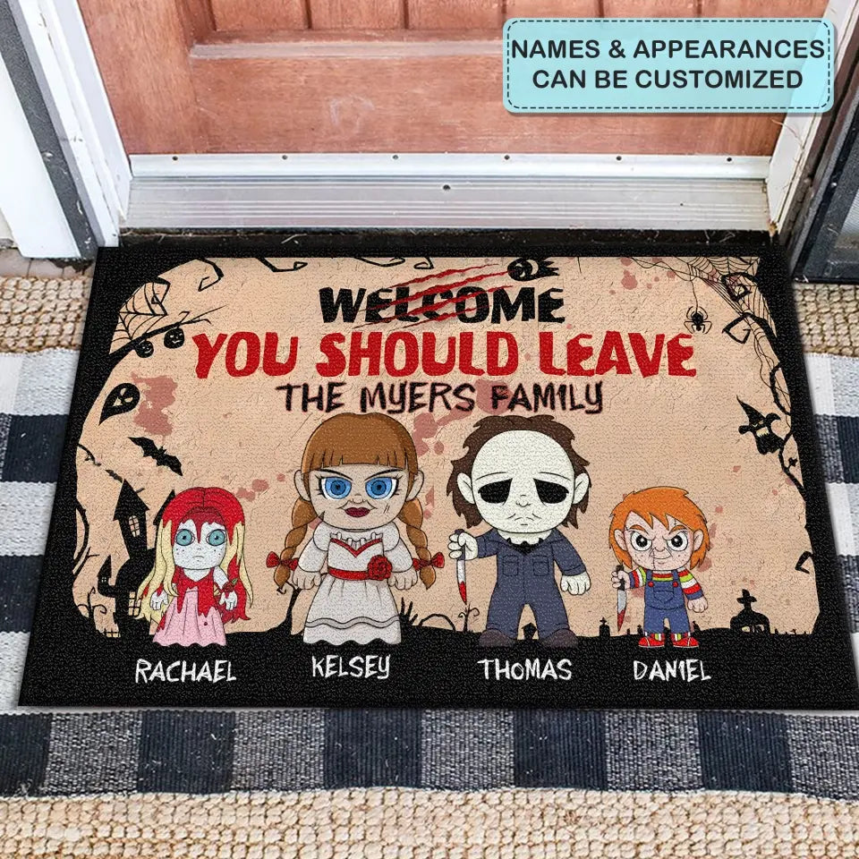 Personalized Custom Doormat - Halloween Gift For Family Members - Welcome, You Should Leave Halloween