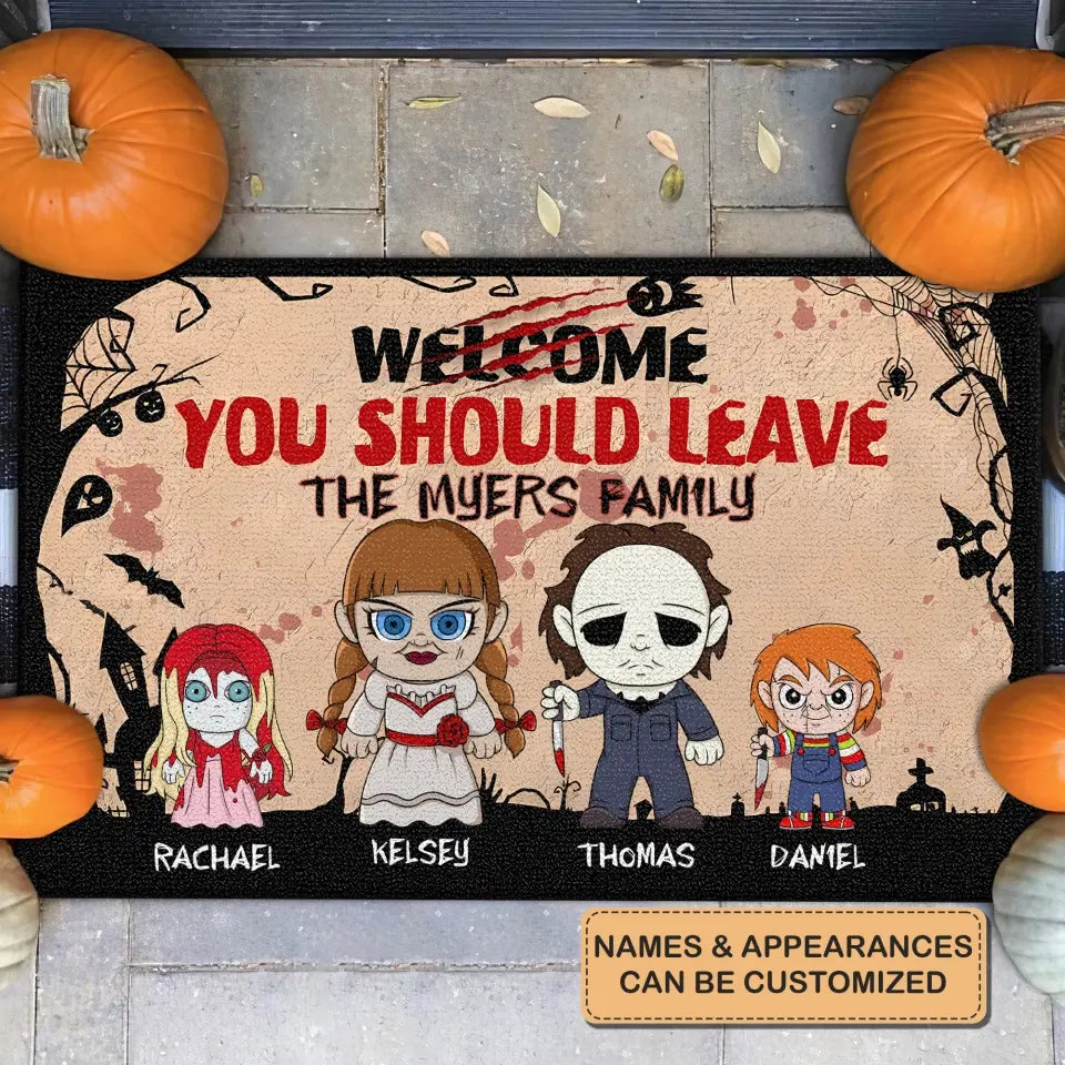 Personalized Custom Doormat - Halloween Gift For Family Members - Welcome, You Should Leave Halloween