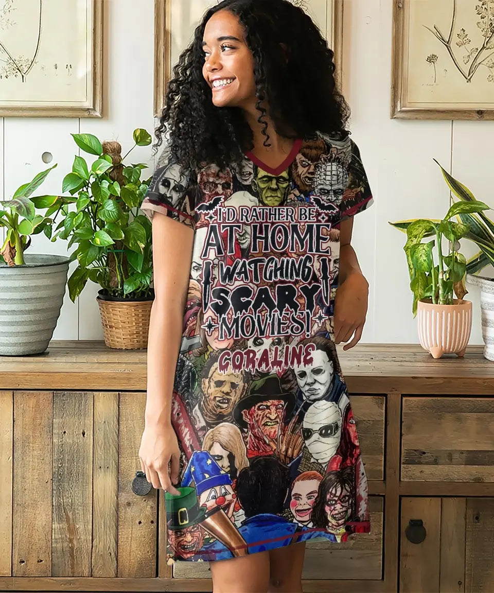 Women's V-Neck Nightshirt - Halloween Horror