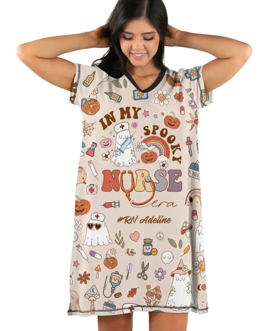 Women's V-Neck Nightshirt - In My Spooky Nurse Era