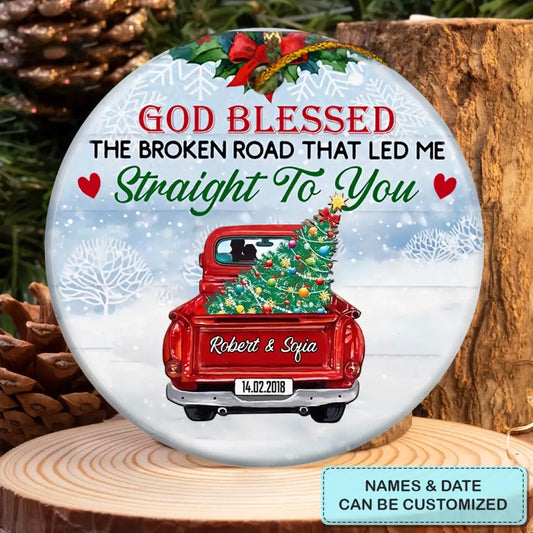 Straight To You - Personalized Custom Ceramic Ornament - Christmas Gift For Couple