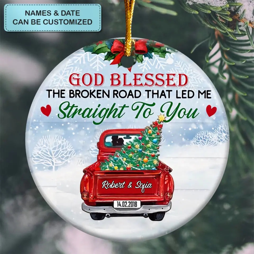 Straight To You - Personalized Custom Ceramic Ornament - Christmas Gift For Couple