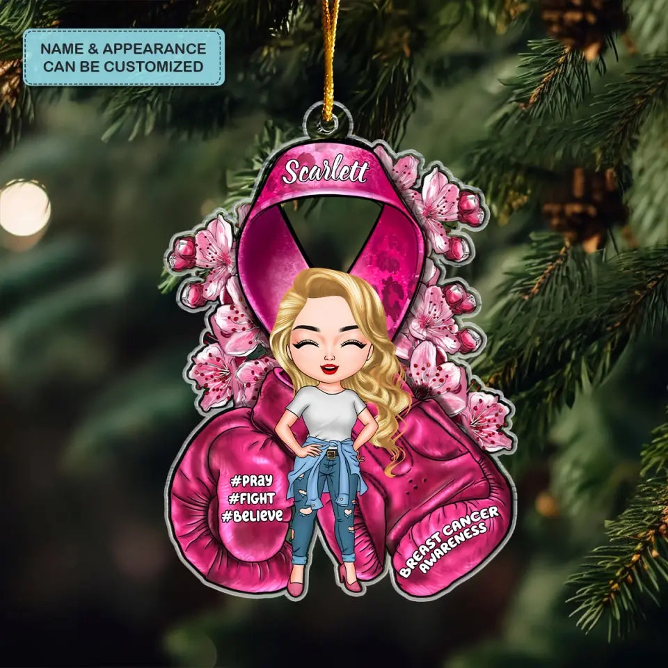 Breast Cancer Awareness - Personalized Custom Mica Ornament - Christmas, Breast Cancer Awareness Month's Gift For Friends, Family Members CLA0VP003