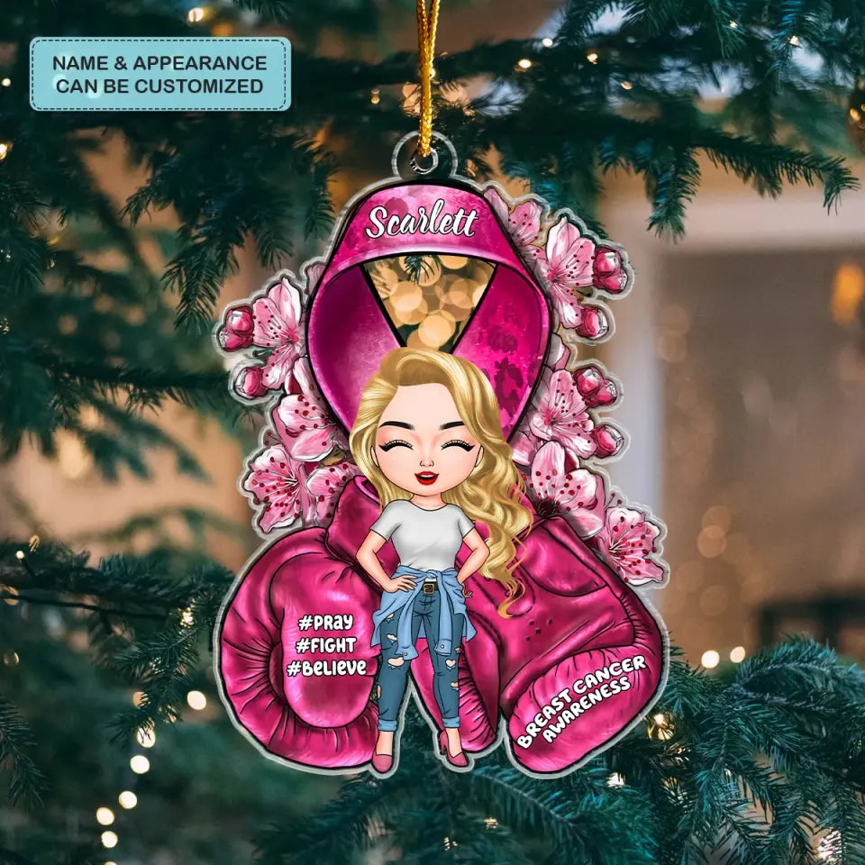 Breast Cancer Awareness - Personalized Custom Mica Ornament - Christmas, Breast Cancer Awareness Month's Gift For Friends, Family Members CLA0VP003