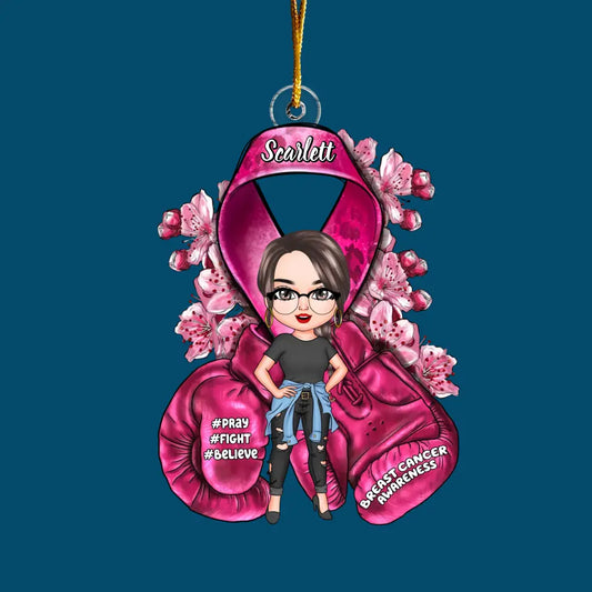 Breast Cancer Awareness - Personalized Custom Mica Ornament - Christmas, Breast Cancer Awareness Month's Gift For Friends, Family Members CLA0VP003