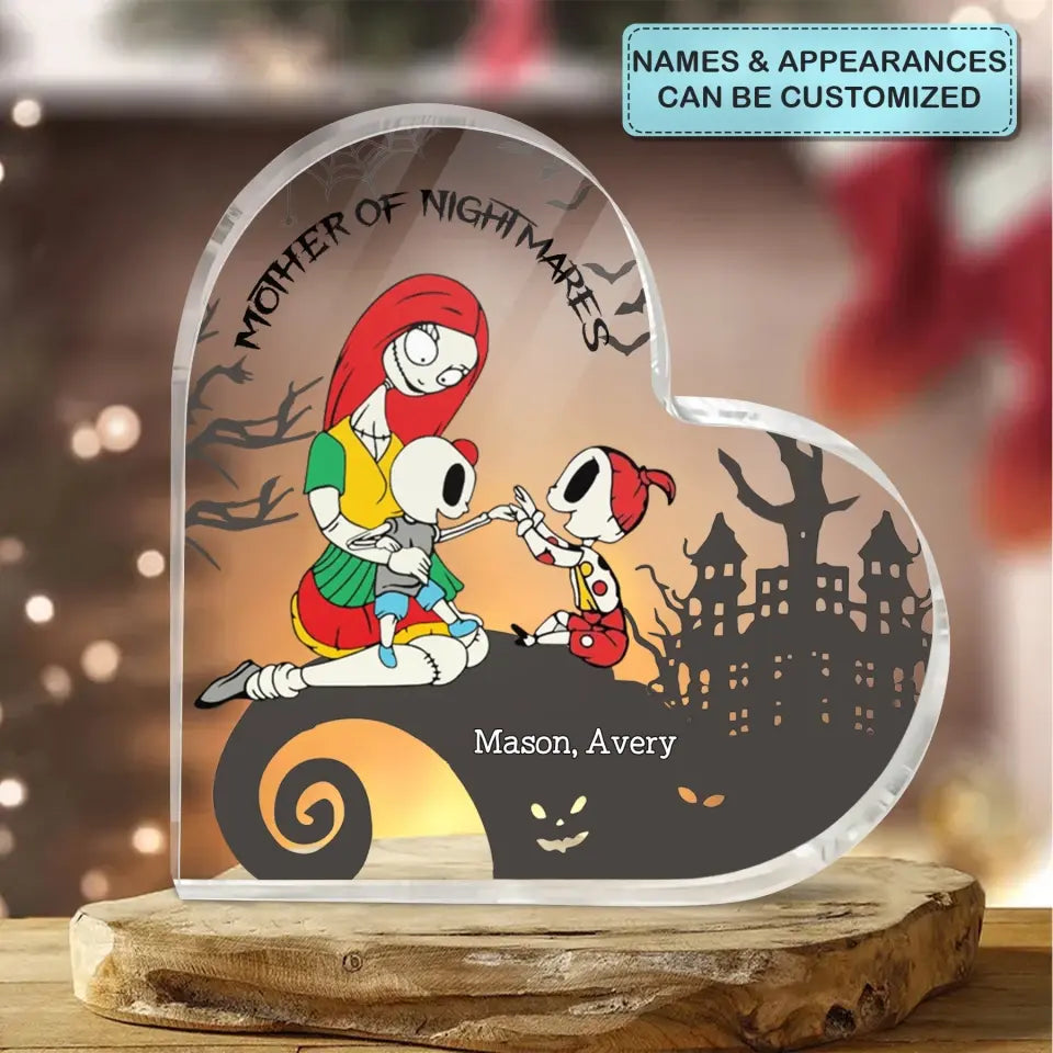 Mother Of Nightmares - Personalized Custom Heart-shaped Acrylic Plaque - Mother's Day, Birthday Gift For Mom