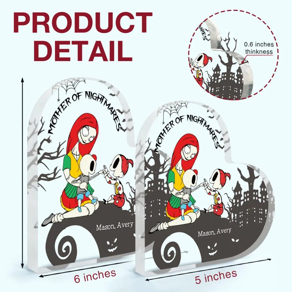 Mother Of Nightmares - Personalized Custom Heart-shaped Acrylic Plaque - Mother's Day, Birthday Gift For Mom