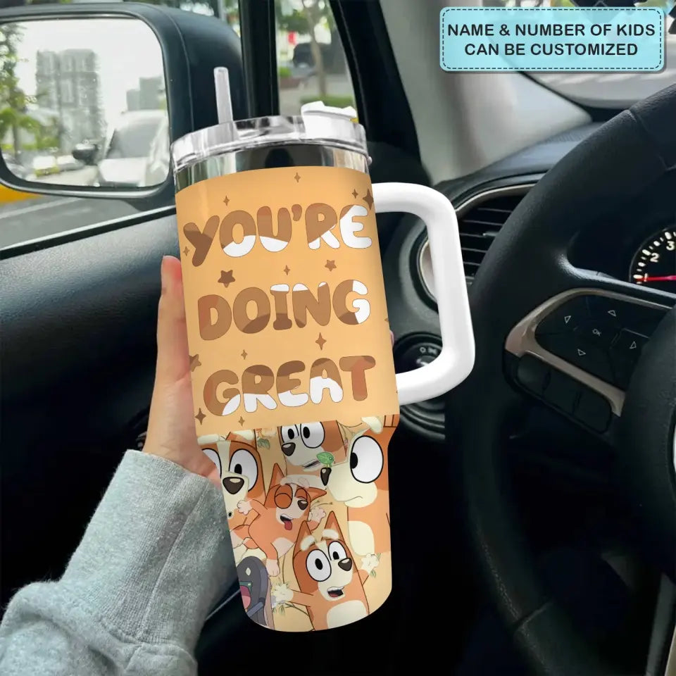 Parenting Is Trifficult - Personalized Custom Tumbler With Handle - Gift For Family, Family Members