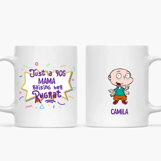 Just A 90s Mama Raising Her Rugrats - Personalized Custom White Mug - Gift For Family Members