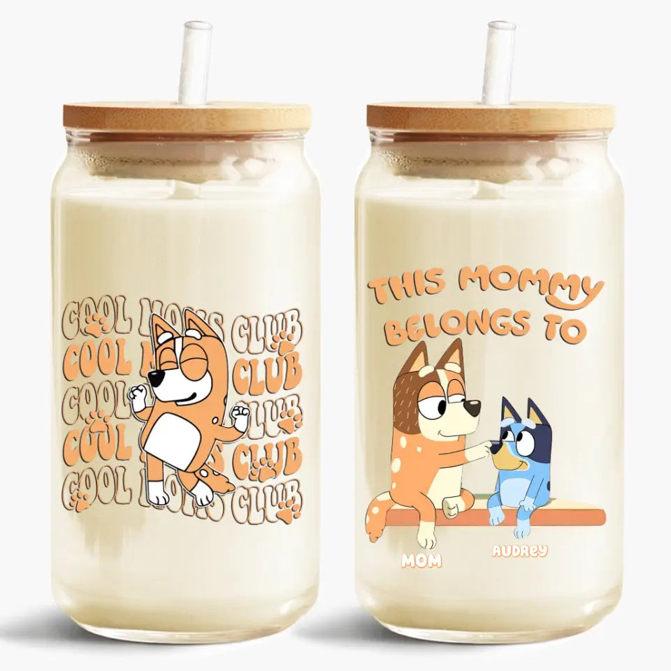 Cool Mom Club - Personalized Custom Glass Can - Mother's Day Gift For Family, Family Members