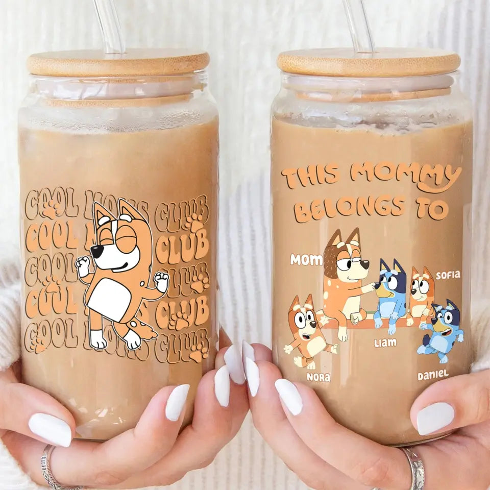 Cool Mom Club - Personalized Custom Glass Can - Mother's Day Gift For Family, Family Members