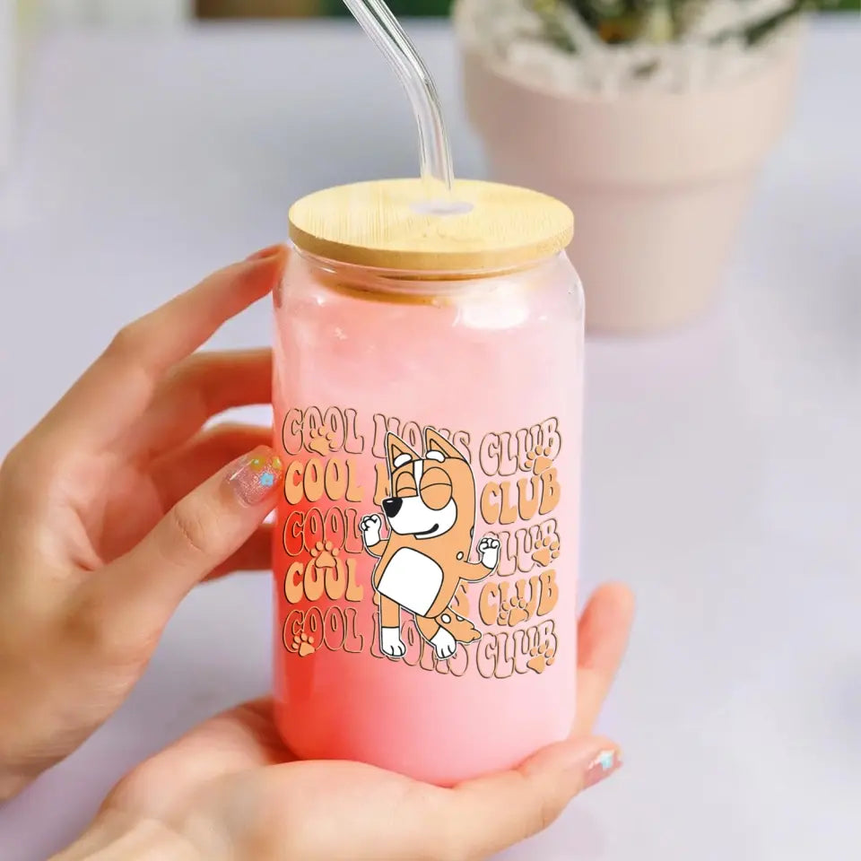 Cool Mom Club - Personalized Custom Glass Can - Mother's Day Gift For Family, Family Members
