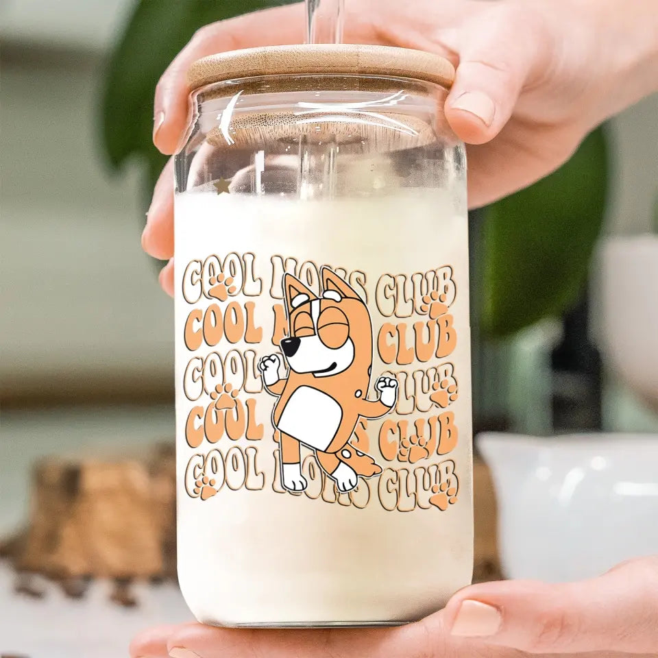 Cool Mom Club - Personalized Custom Glass Can - Mother's Day Gift For Family, Family Members
