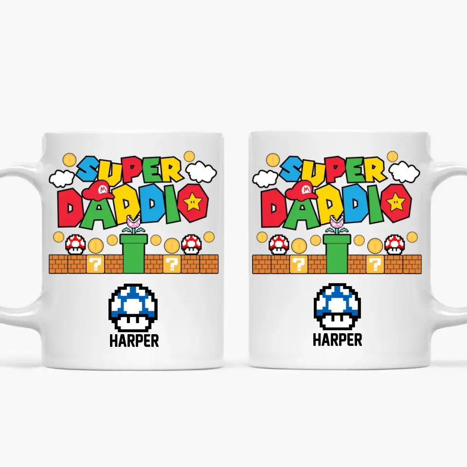 Personalized White Mug - Father's Day, Birthday Gift For Dad, Grandpa - Super Daddio