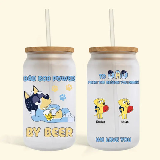 Dad Bod Power - Personalized Custom Glass Can - Father's Day Gift For Dad, Family Member