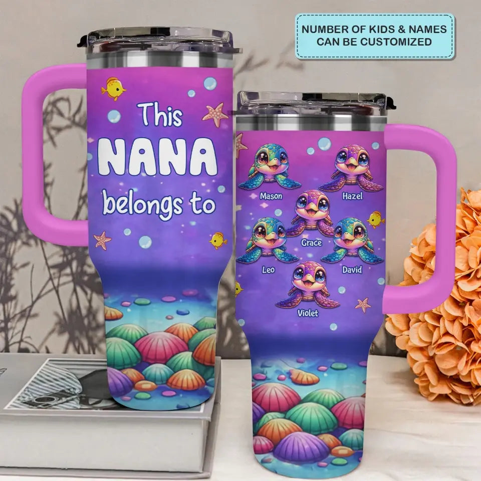 This Grandma Belongs To - Personalized Custom Tumbler With Handle - Gift For Mom, Grandma, Family, Family Members