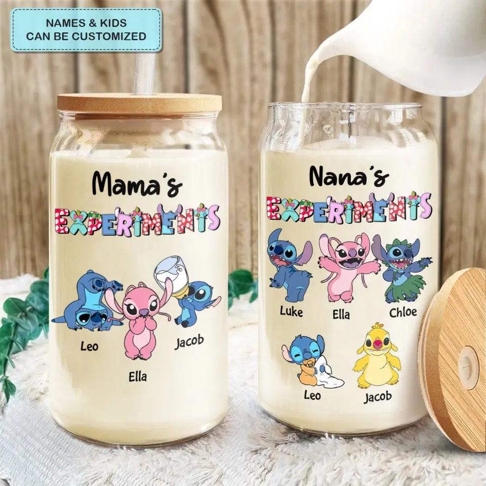 Mama Experiments - Personalized Custom Glass Can - Mother's Day Gift For Mom, Family Member