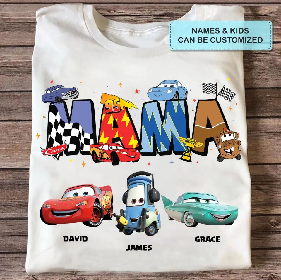 Mama Cartoon Car - Personalized Custom T-shirt - Mother's Day Gift For Mom, Family Member