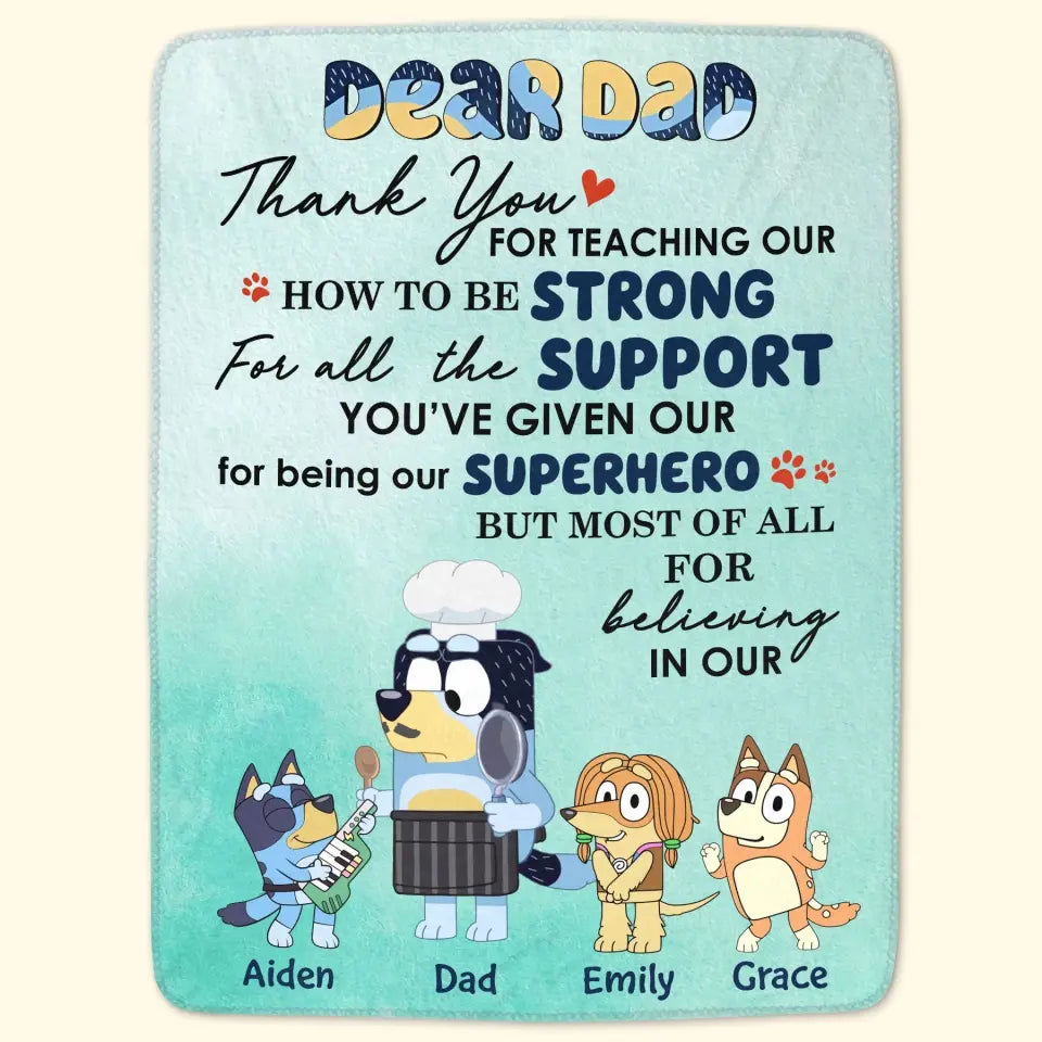 Letter For Dad - Personalized Custom Blanket - Father's Day Gift For Dad, Family, Family Members