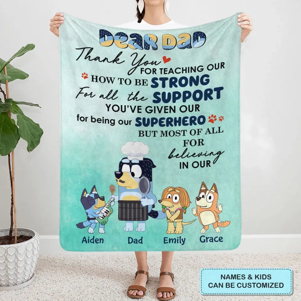 Letter For Dad - Personalized Custom Blanket - Father's Day Gift For Dad, Family, Family Members