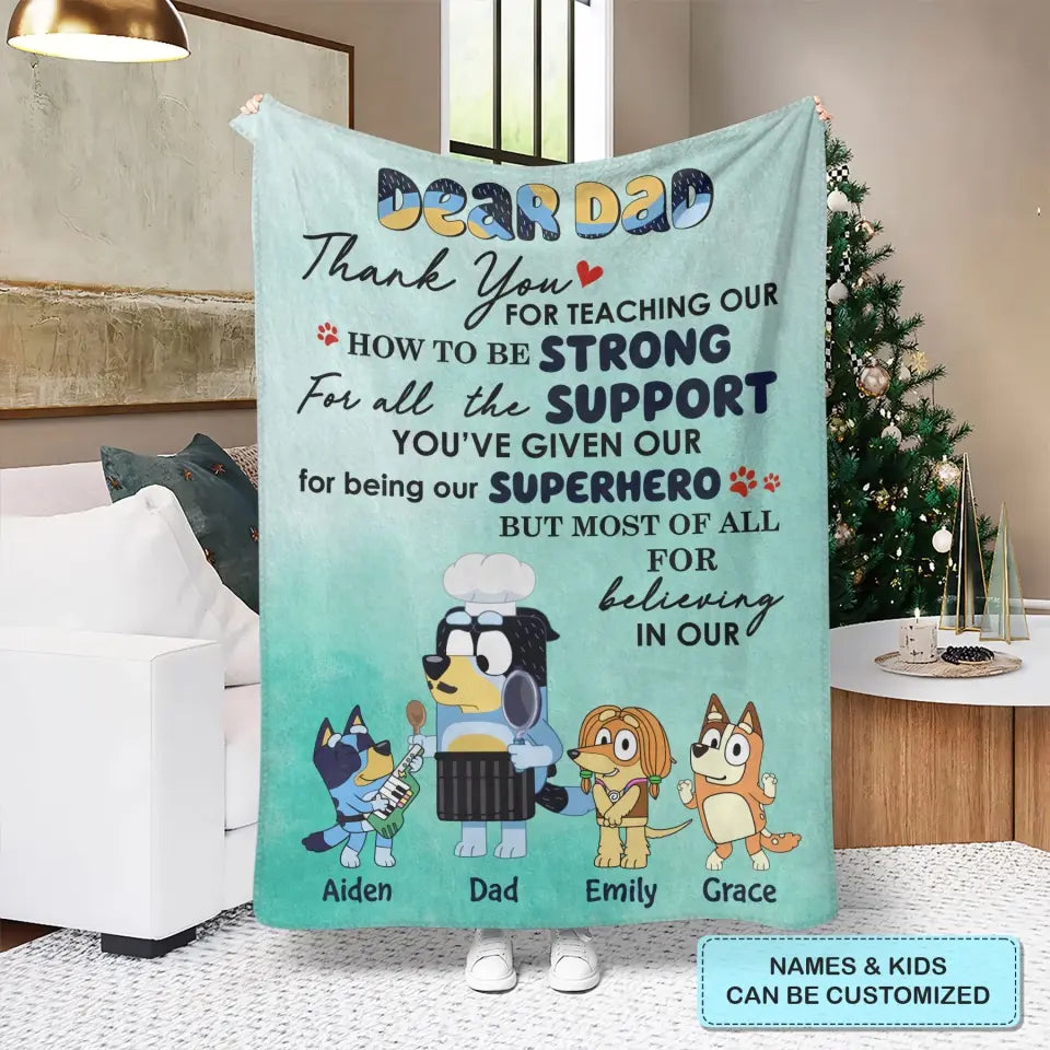 Letter For Dad - Personalized Custom Blanket - Father's Day Gift For Dad, Family, Family Members
