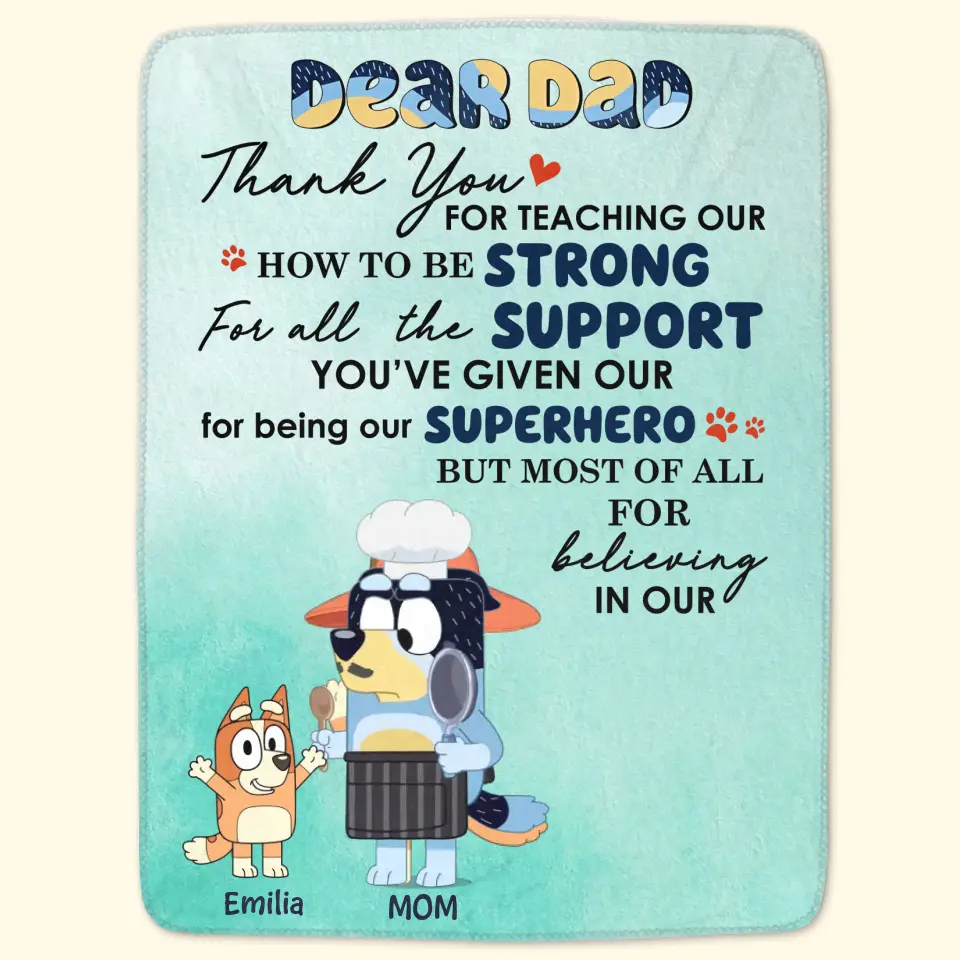 Letter For Dad - Personalized Custom Blanket - Father's Day Gift For Dad, Family, Family Members