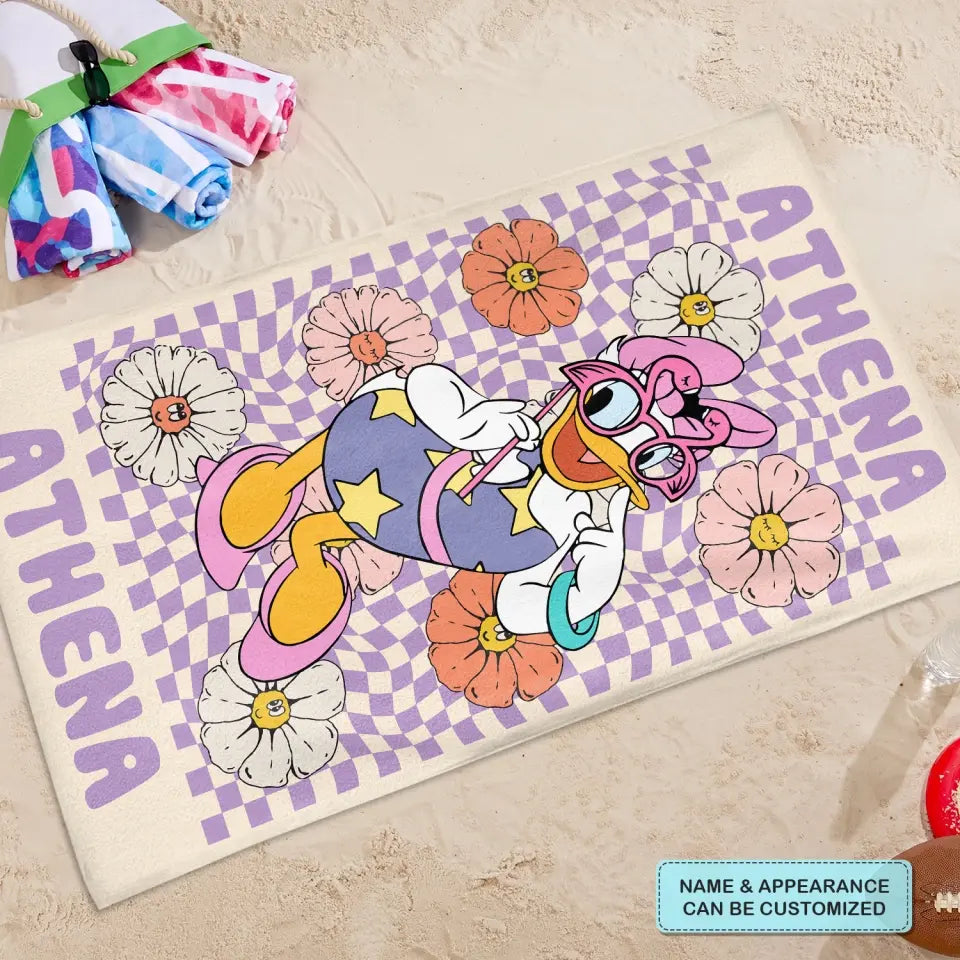 Retro Multi Style - Personalized Custom Beach Towel - Gift For Girl, Family Members