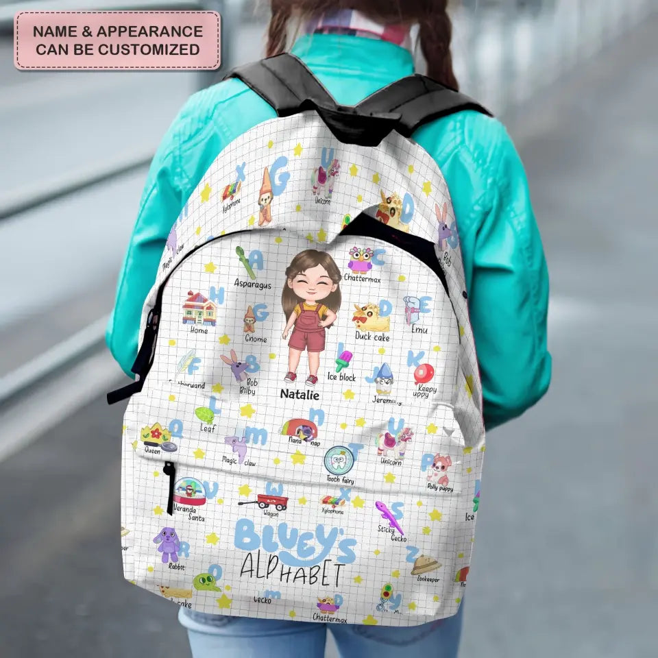 Alphabet For Heeler Lover - Personalized Custom Backpack - Back To School For Kids