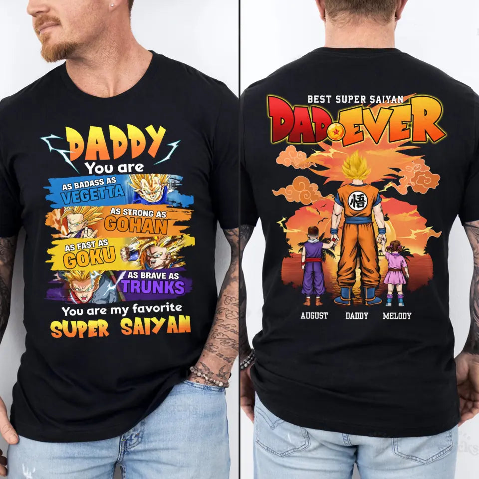 Best Dad Ever - Personalized Custom Double-side T-shirt - Father's Day Gift For Dad, Family Members